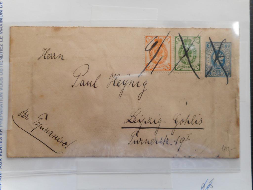 EP7K Blauw nr 38-39LODZ(POLEN)1898NAAR >>LEIPZIGIG, Ophalen of Verzenden, Gestempeld