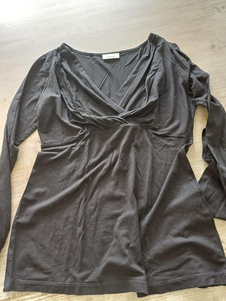 Zwart t shirt, XS-S, zwangerschap en borstvoeding, Ophalen of Verzenden, Zo goed als nieuw, Maat 34 (XS) of kleiner, Zwart