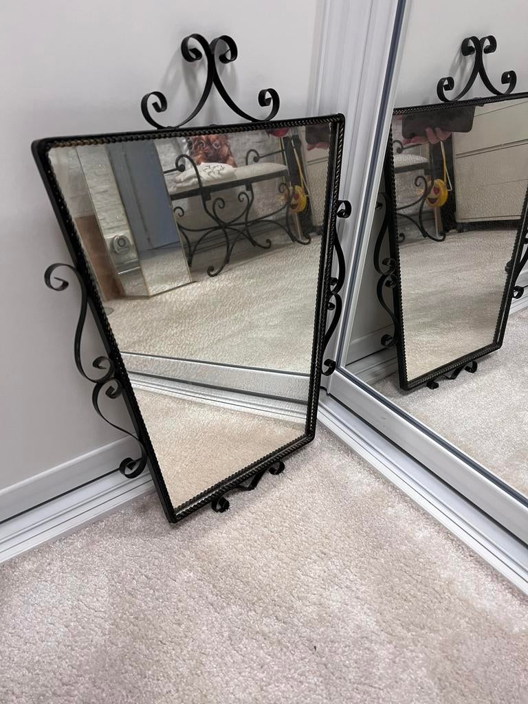 Miroir ancien vintage en fer forgé, Enlèvement ou Envoi, Utilisé