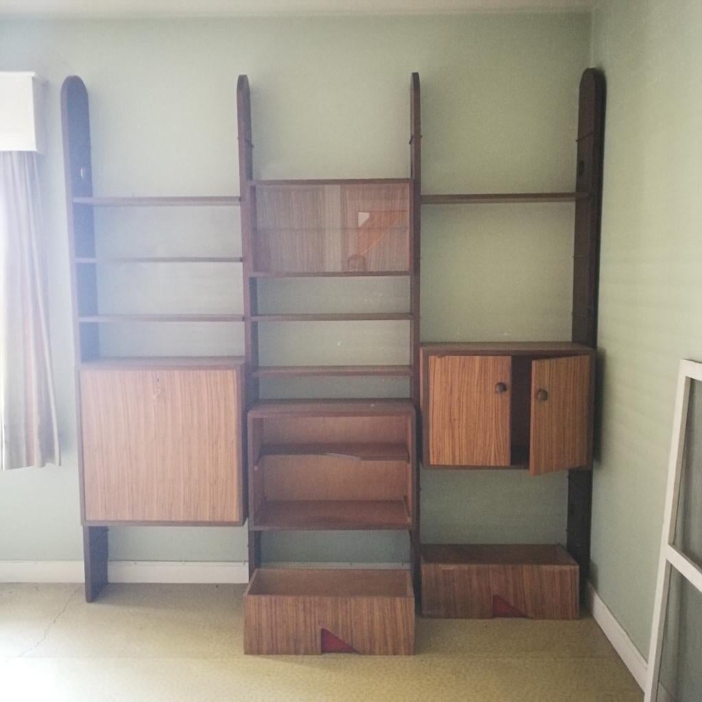 Retro zwevende wandkast, vintage wand rek, antiek wandmeubel, Huis en Inrichting, Kasten | Wandmeubels, Ophalen, Gebruikt, 200 cm of meer