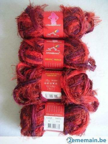 Laine Ariana Frange color dégradé rouge bordeau boule 110 gr, Enlèvement ou Envoi, Neuf, Tricot, Aiguille