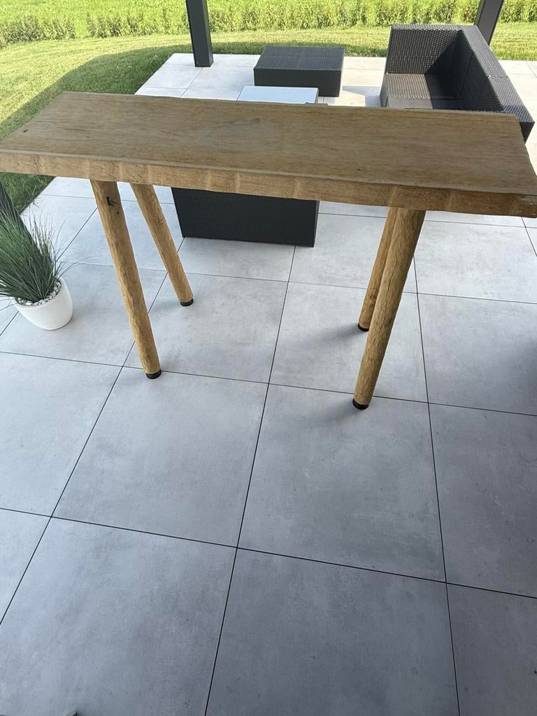 Table bar haute bois naturel, Jardin & Terrasse, Enlèvement, Comme neuf, Bois