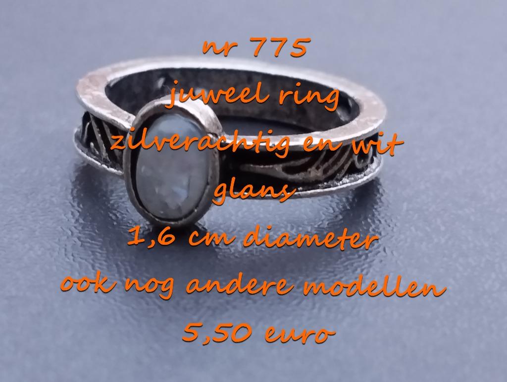 775. Juweel : ring , NIEUW ,   verzending inbegrepen, Overige materialen, Verzenden, Wit, Nieuw