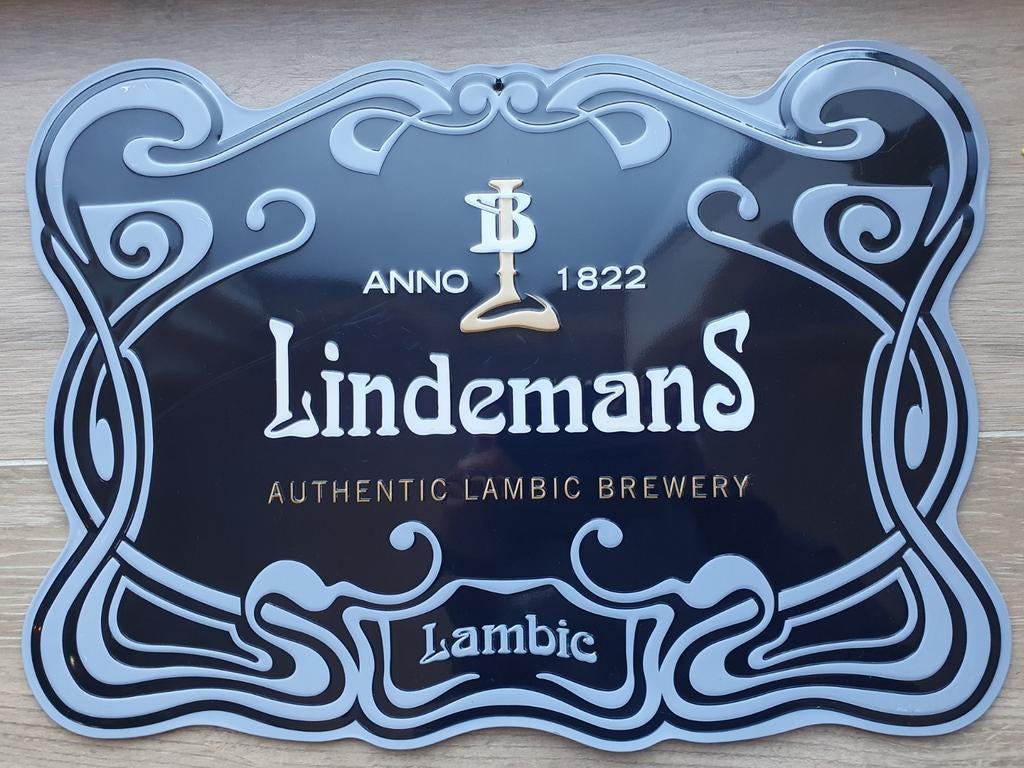 Metaal Reclamebord - Lindemans -, Ophalen of Verzenden, Gebruikt, Reclamebord, Plaat of Schild, Overige merken