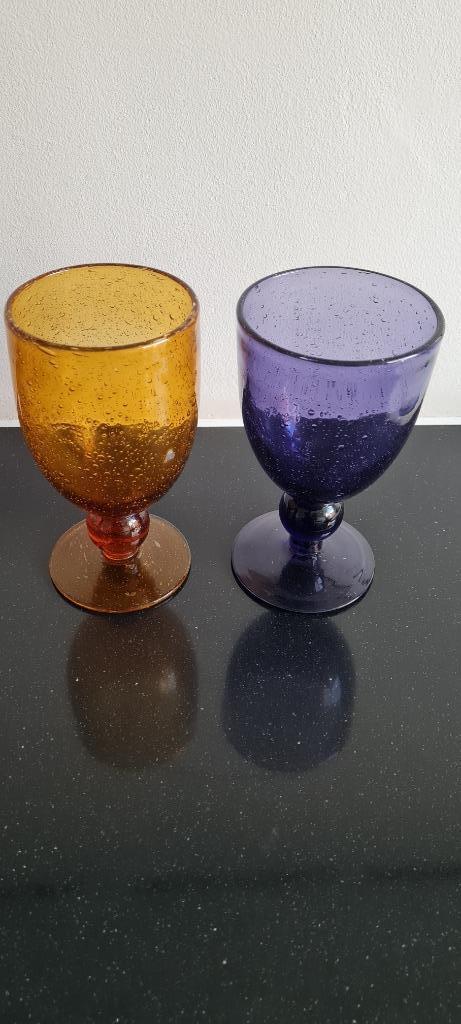 2 x VICTOR - wijnglas - glas - DIA 9 x H 15 cm "Pomax", Collections, Verres & Petits Verres, Comme neuf, Enlèvement ou Envoi