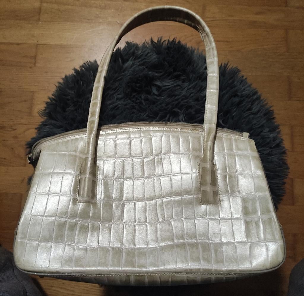 Nieuwe vintage leder damestas, Handtassen en Accessoires, Tassen | Damestassen, Ophalen, Nieuw, Beige, Overige typen