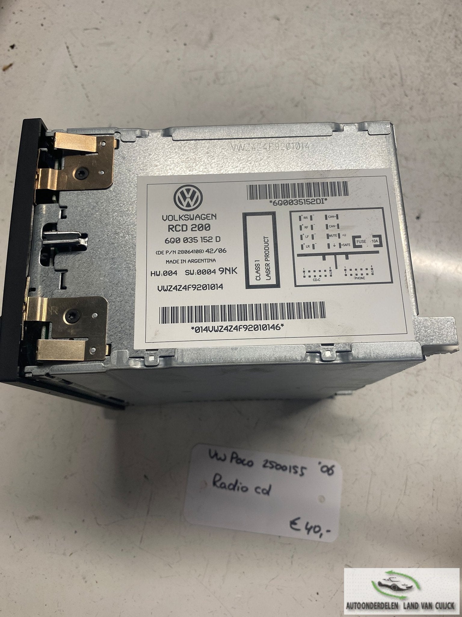 Vw Polo 1.2 3cil 5 drs 2006 2500155 Radio cd speler 6Q0 035, Enlèvement ou Envoi, -, -, -
