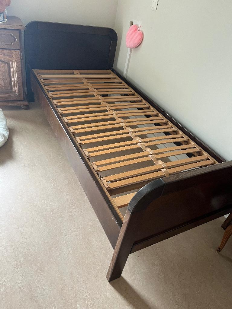 Eenpersoonsbed logeerbed studentenkamer, Ophalen, Eenpersoons, Bruin, Hout