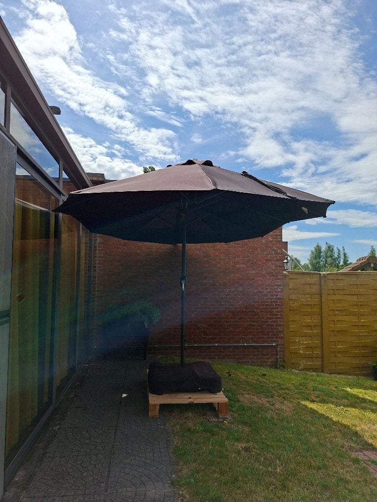 Grote dubbele parasol, Tuin en Terras, Parasols, Ophalen, Verstelbaar, Nieuw, Stokparasol