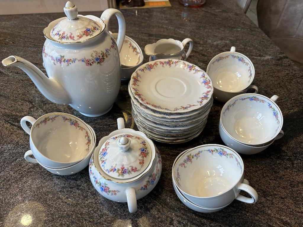 Vintage porselein koffieservies, Antiek en Kunst, Antiek | Servies compleet, Ophalen