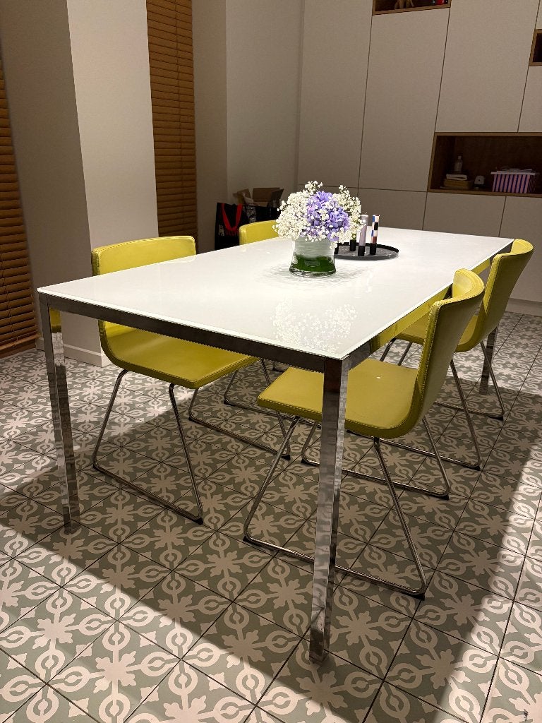Eettafel + Stoelen, 150 à 200 cm, Cinq personnes ou plus, Verre, Enlèvement