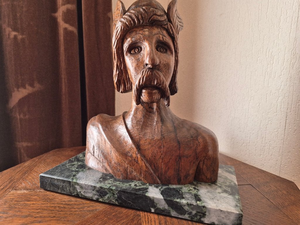 Buste Ambiorix, Antiquités & Art, Fait main, Bois, Buste, Homme