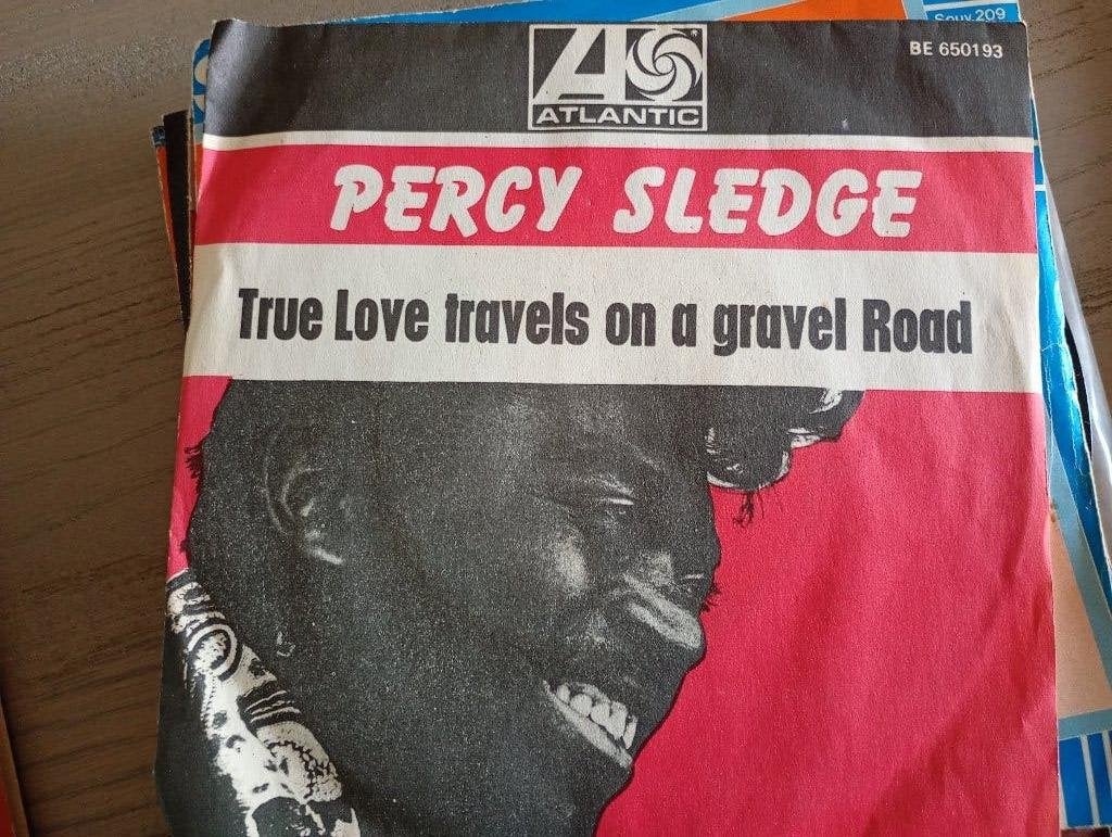 Percy Sledge - True love travels on a gravel road, Pochette photo, 7 inch, Utilisé, Pop