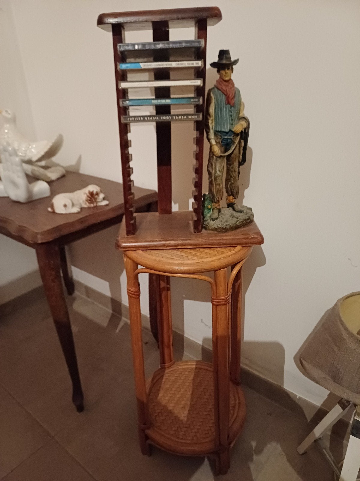 Vintage houten CD/DVD -  rekje . Cowboy - Retro Western 38cm, Antiek en Kunst, Ophalen