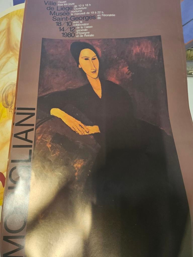 Kunst affiches Modigliani Luik Liege 1980, Antiek en Kunst, Verzenden
