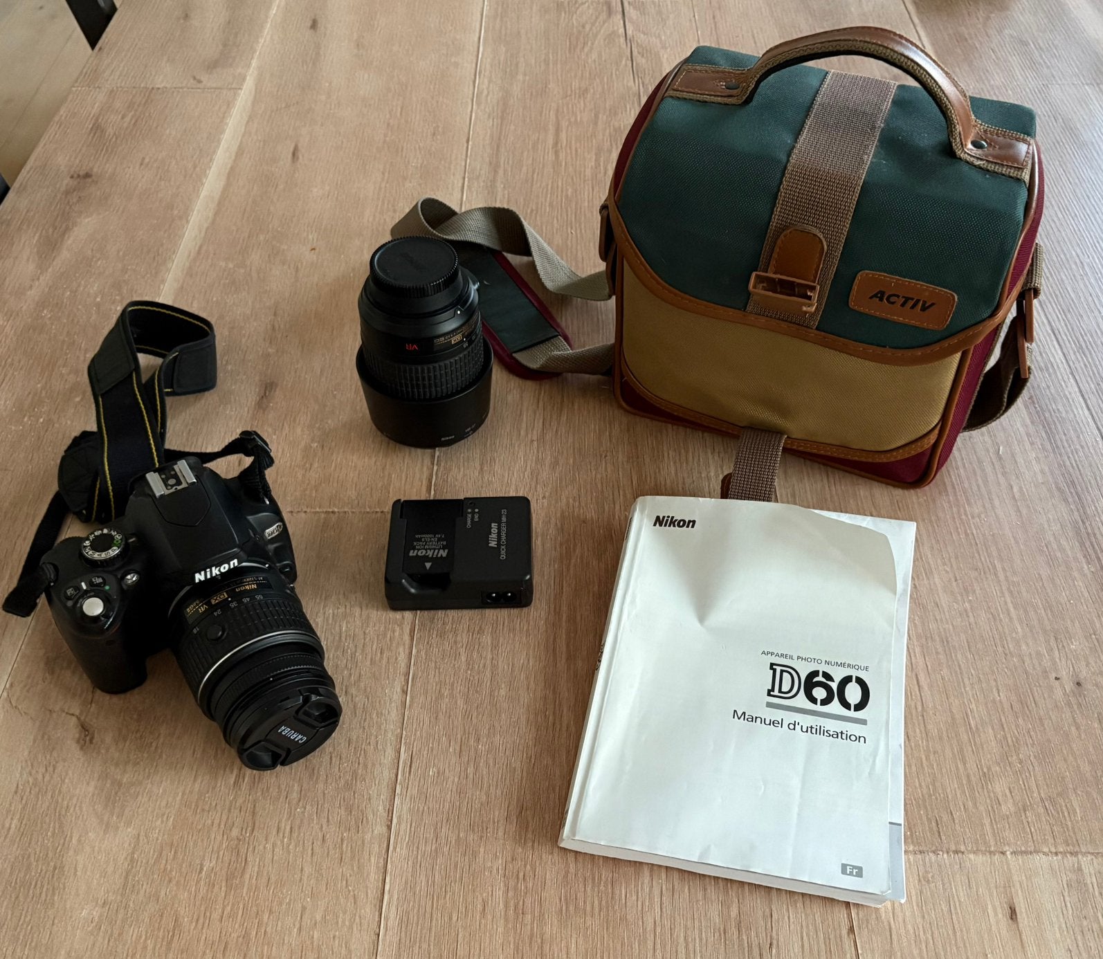 Nikon D60 camera + 2 lenzen + accessoires, Audio, Tv en Foto, Fotocamera's Digitaal, Ophalen, Gebruikt, Geheugenkaart, Nikon