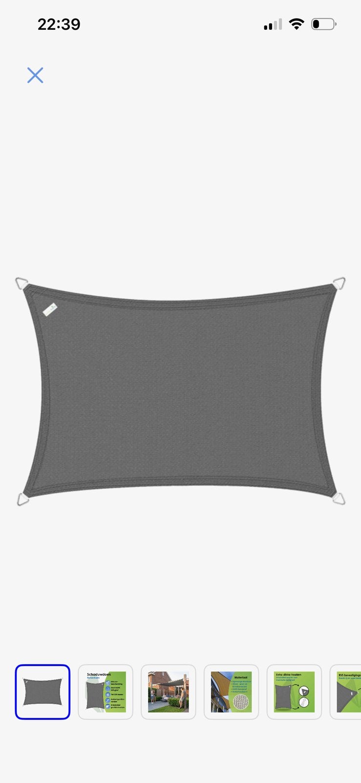 Schaduwdoek antraciet 3,5 x 4,5m, Tuin en Terras, Schaduwdoeken, Ophalen, Nieuw