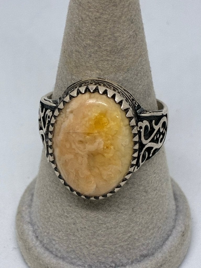 Nieuwe Zilveren 925 Ring met Echte Amber - Maat 31, Bijoux, Sacs & Beauté, Neuf, Gris, Enlèvement ou Envoi, Femme ou Homme