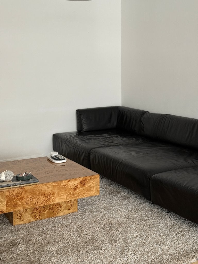 Zwarte mid century designer zetel, Ophalen, Gebruikt, 300 cm of meer, Leer