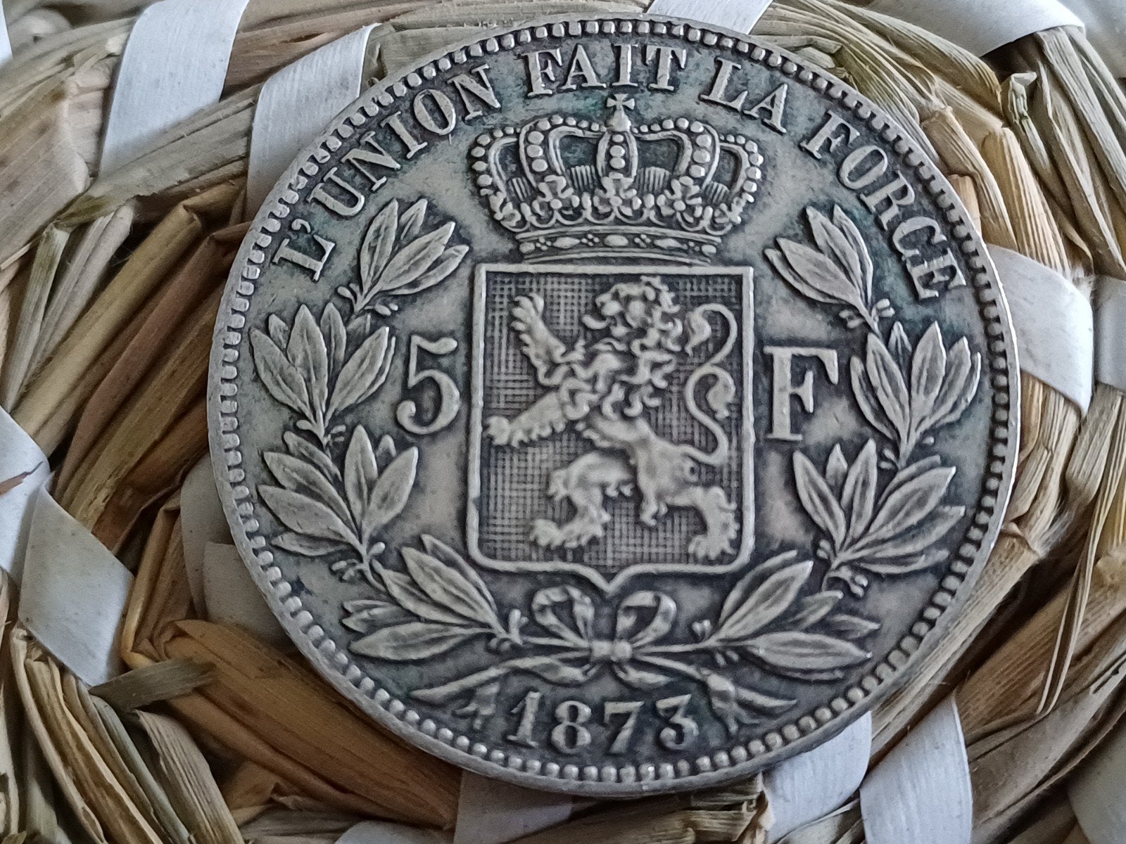 BELGIË 5 FRANK 1873 LEOPOLD 2, Postzegels en Munten, Zilver, Ophalen of Verzenden, Losse munt, Zilver