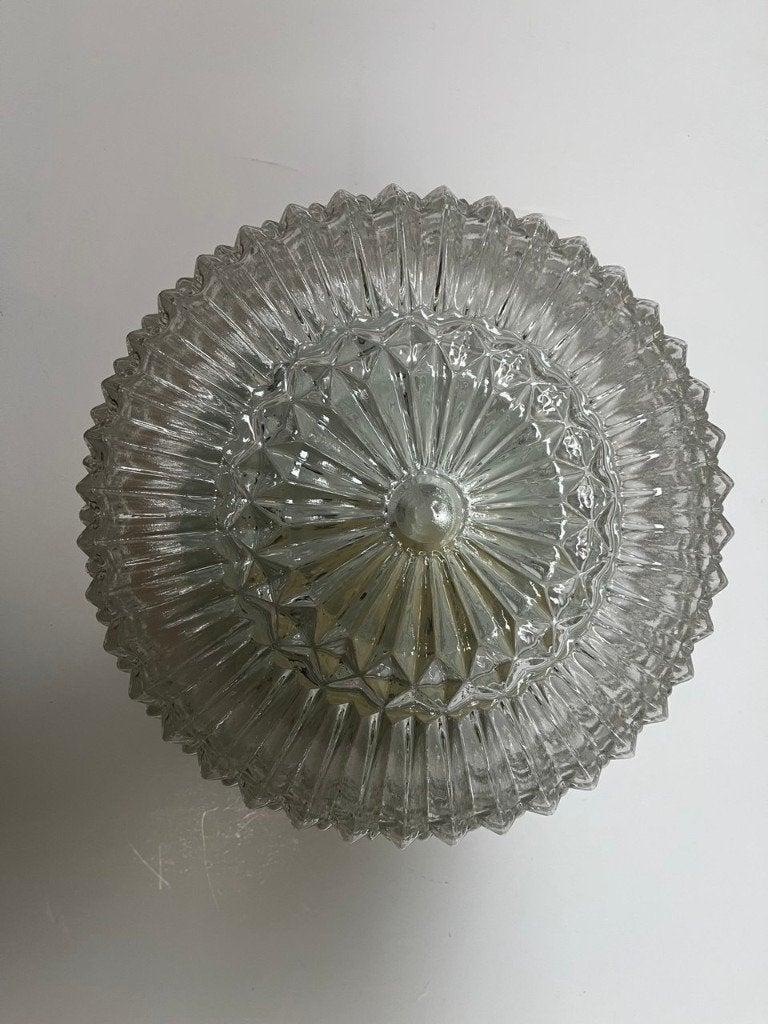 Plafonnier ou applique murale en verre rond vintage, Maison & Meubles, Verre, Années 60, Enlèvement, Utilisé