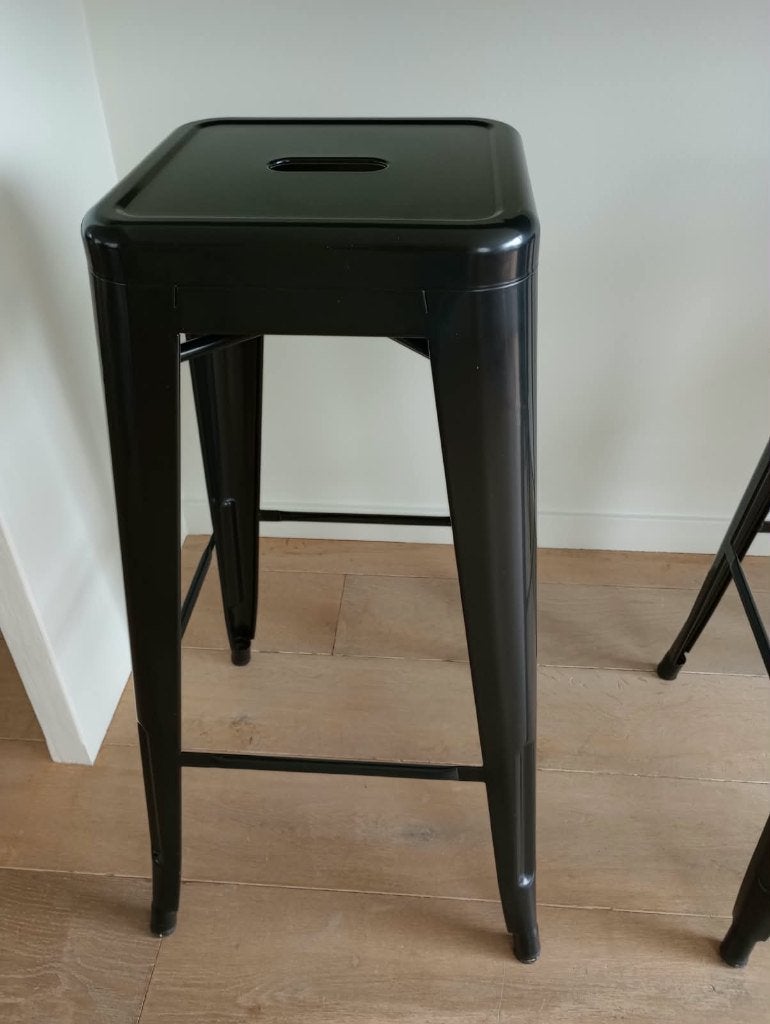 barkrukken 3 stuks zwart metaal, 3 tabourets, Comme neuf, Enlèvement, Métal