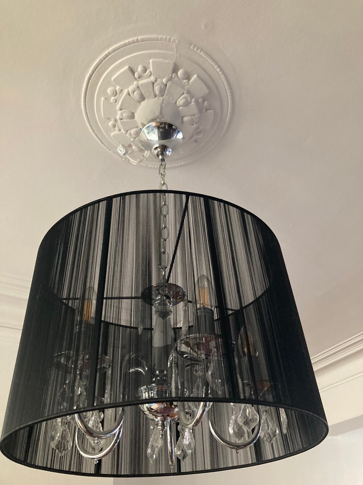 Zwarte hanglamp / luster - plaats voor 6 spots, Huis en Inrichting, Ophalen, Zo goed als nieuw