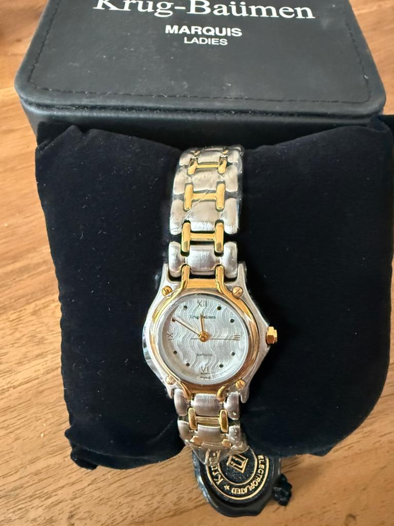 Krug-Baumen Marquis dameshorloge in tweekleurig zilver goud, Handtassen en Accessoires, Horloges | Dames, Ophalen of Verzenden