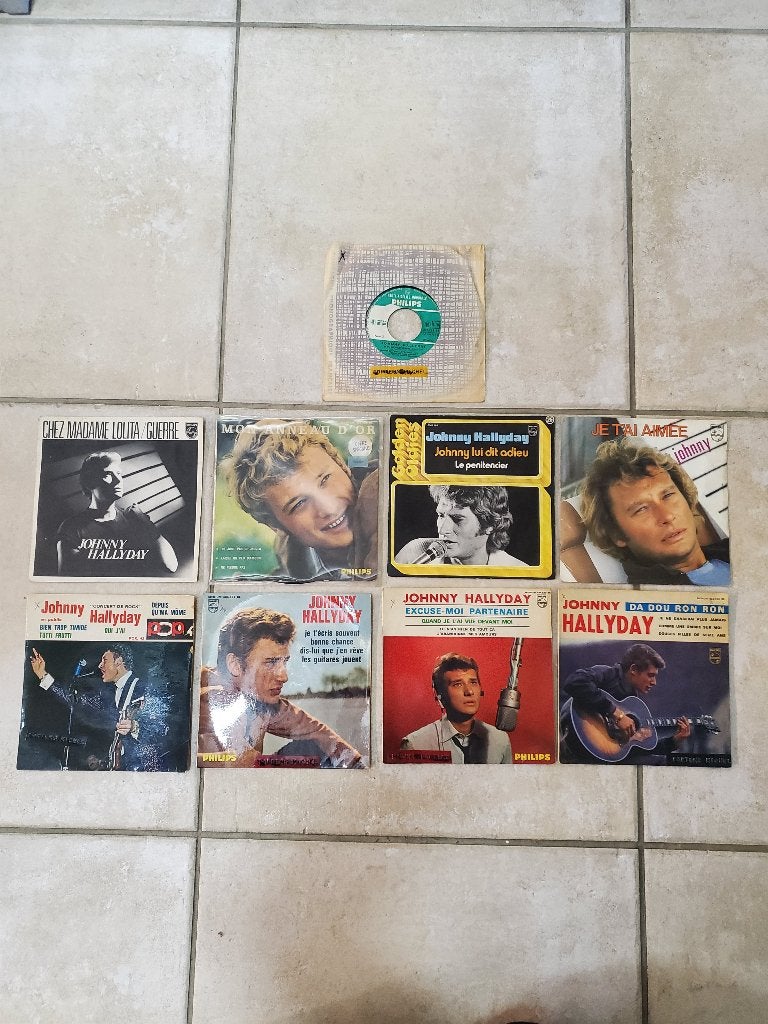 Lot de 9 ancien disques 45 T Johnny, Enlèvement ou Envoi, Utilisé