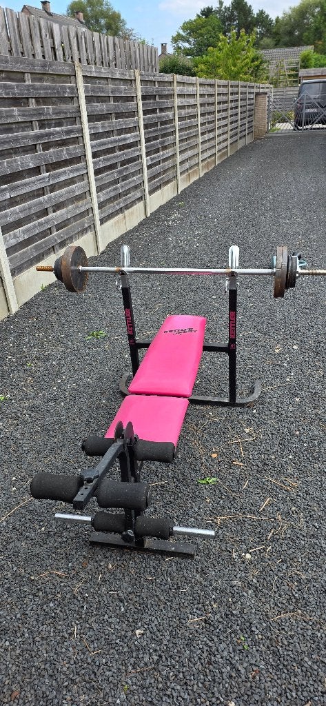 Fitness materialen dumbbells halters met bank, Sport en Fitness, Ophalen, Zo goed als nieuw, Halterschijven