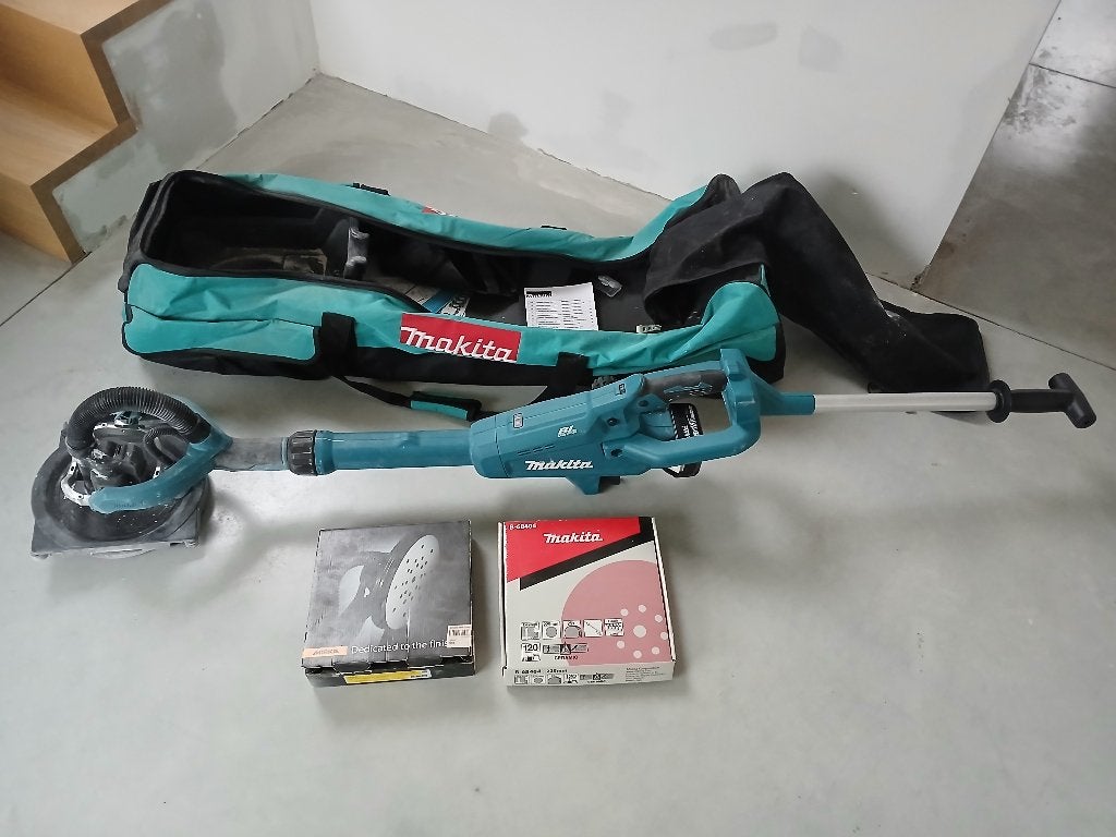 Makita 18V langnekschuurmachine + AWS + verlengsteel + accu, Doe-het-zelf en Bouw, Ophalen, Gebruikt, Overige typen