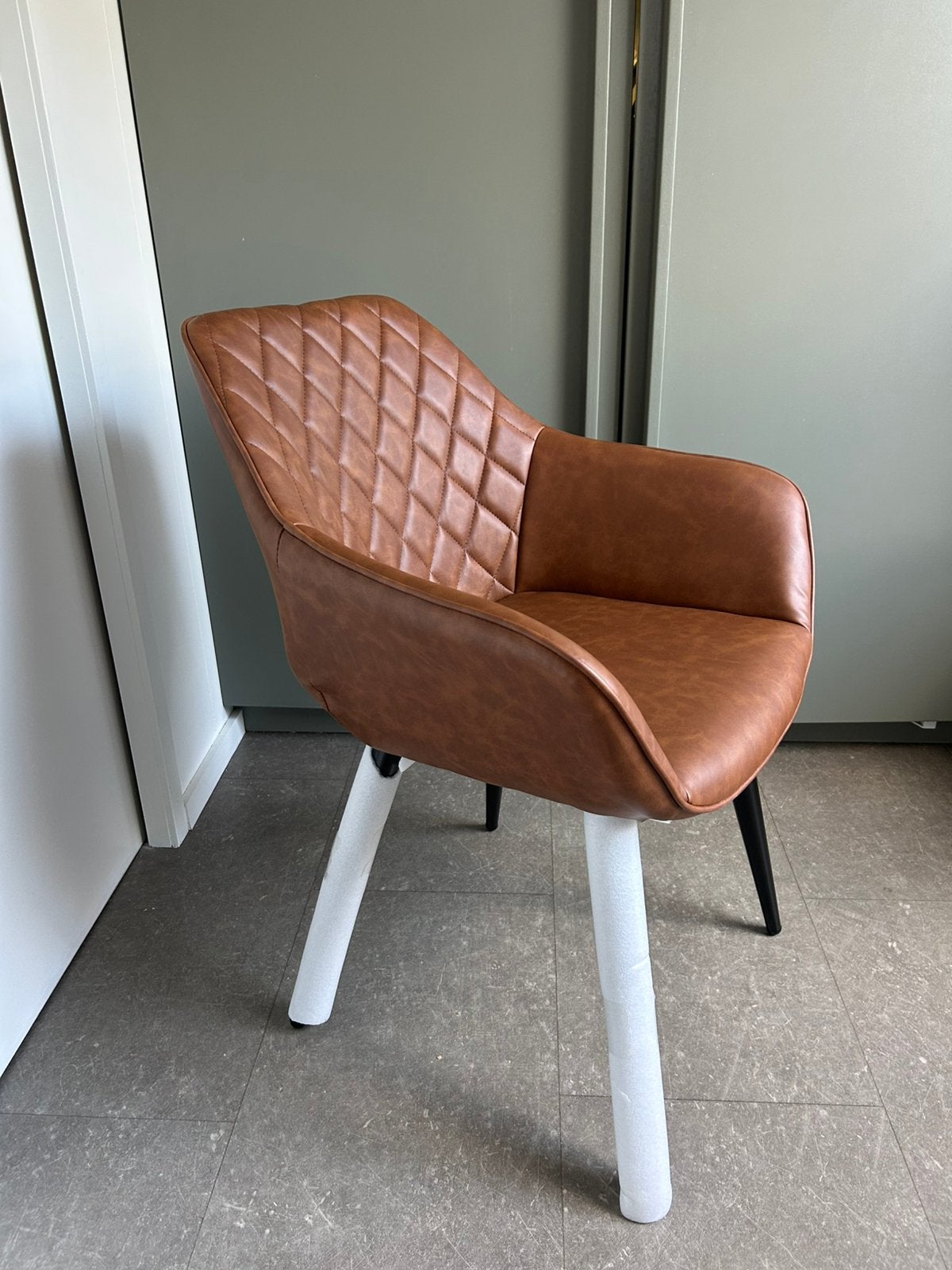 2 Chaise de salle à manger – Similicuir marron cognac, Enlèvement, Comme neuf