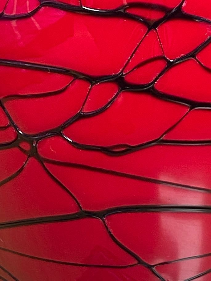 Unieke mondgeblazen retro design vaas in rood Murano glas, Antiek en Kunst, Ophalen