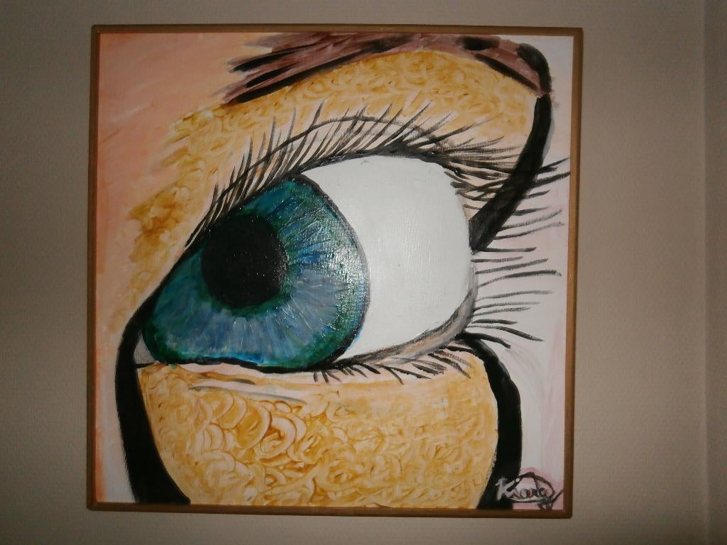 Blue eyes - peinture à l'huile sur toile - eyecatcher, Envoi, Neuf, Signé, Tableau