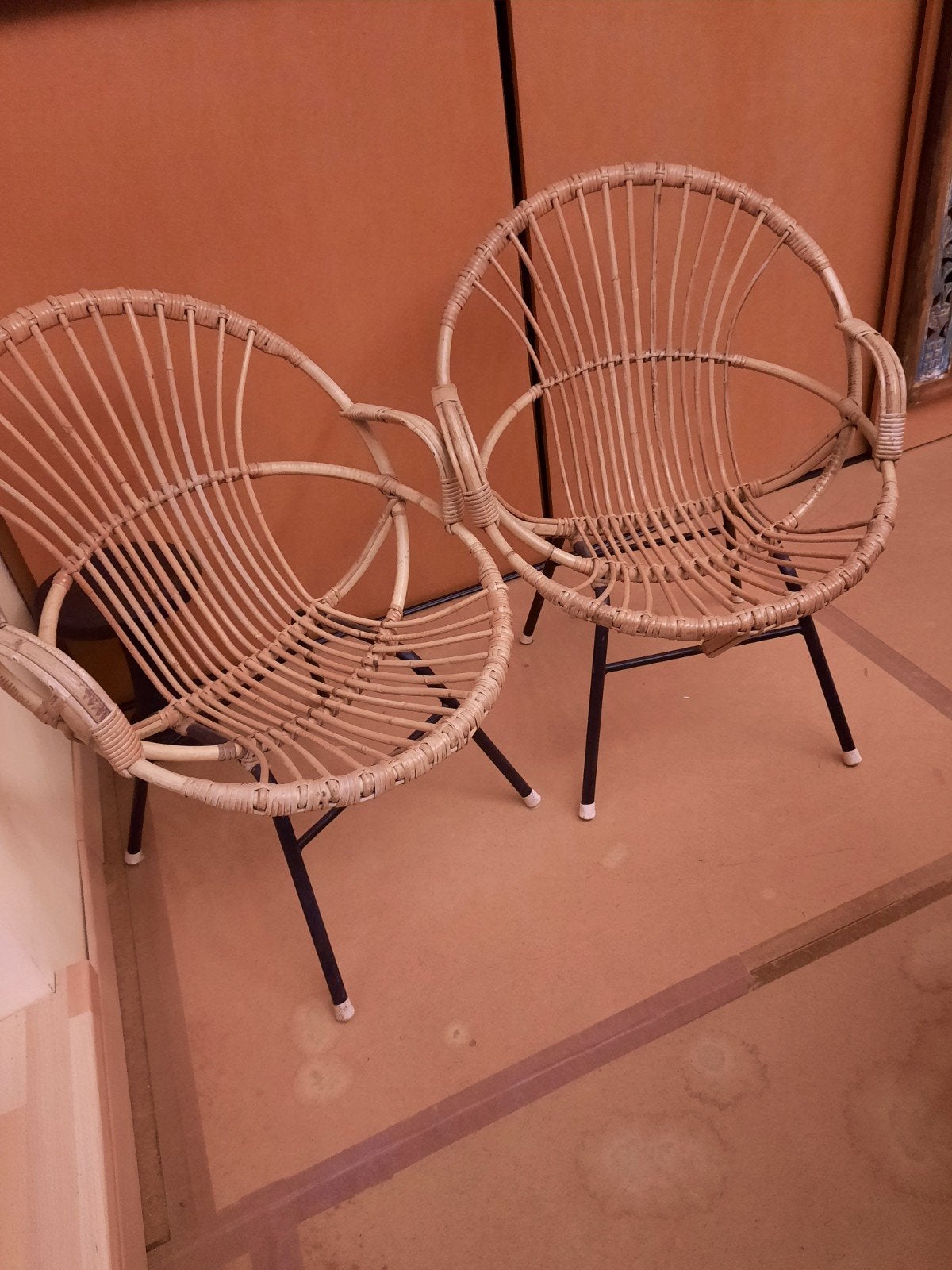 set de 2 fauteuils corbeilles en rotin, Enlèvement, Rotin