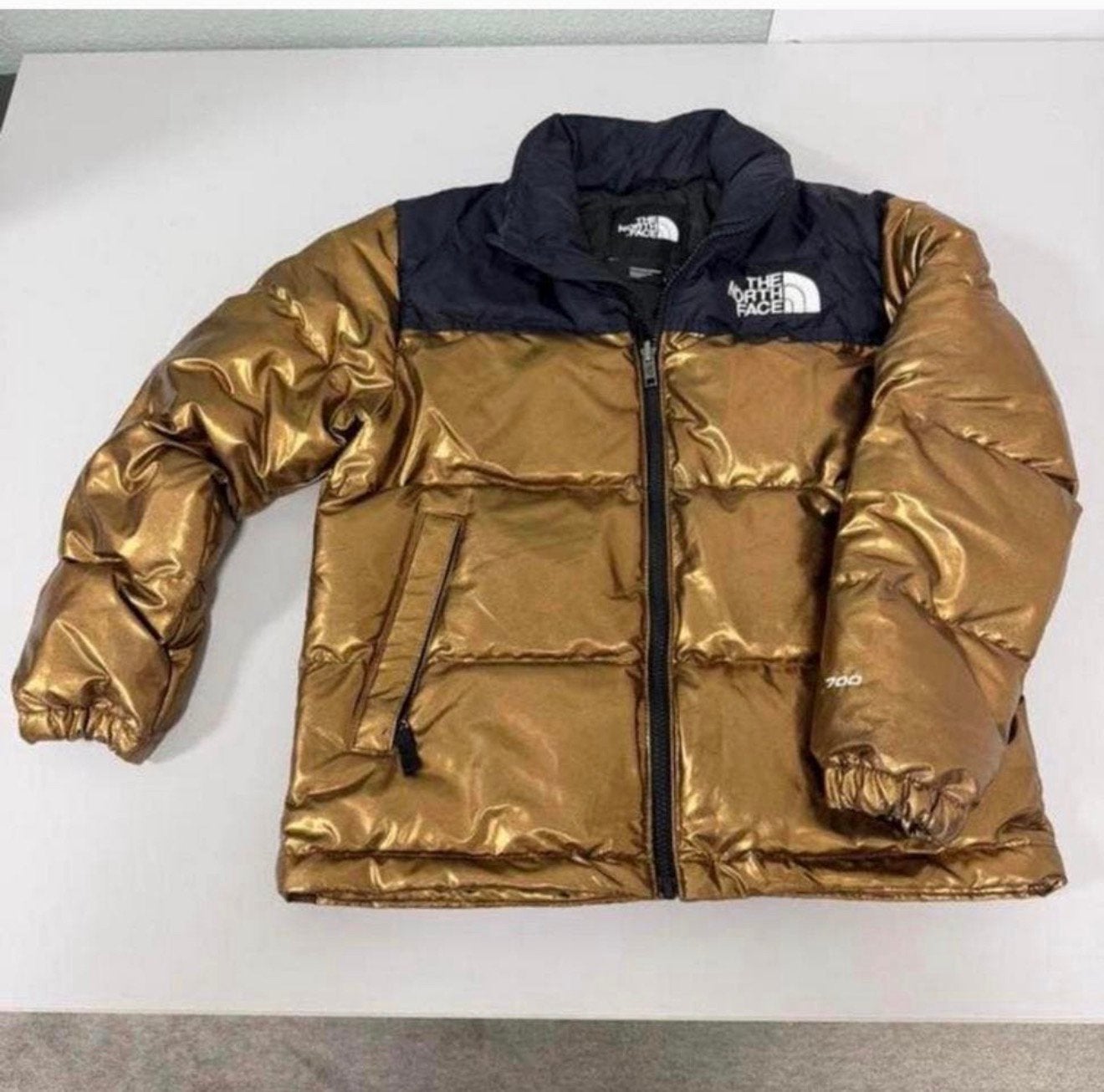 The North Face 1996 Retro Nuptse Metallic Teen L gold goud, Kleding | Heren, Ophalen of Verzenden, Zo goed als nieuw, Goud