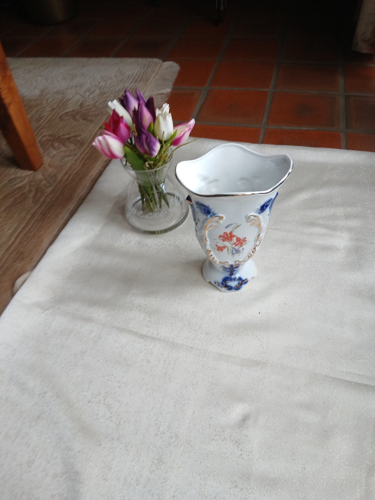 Prachtige vintage porseleinen vaas – ARPO Romania, Enlèvement ou Envoi, Bleu