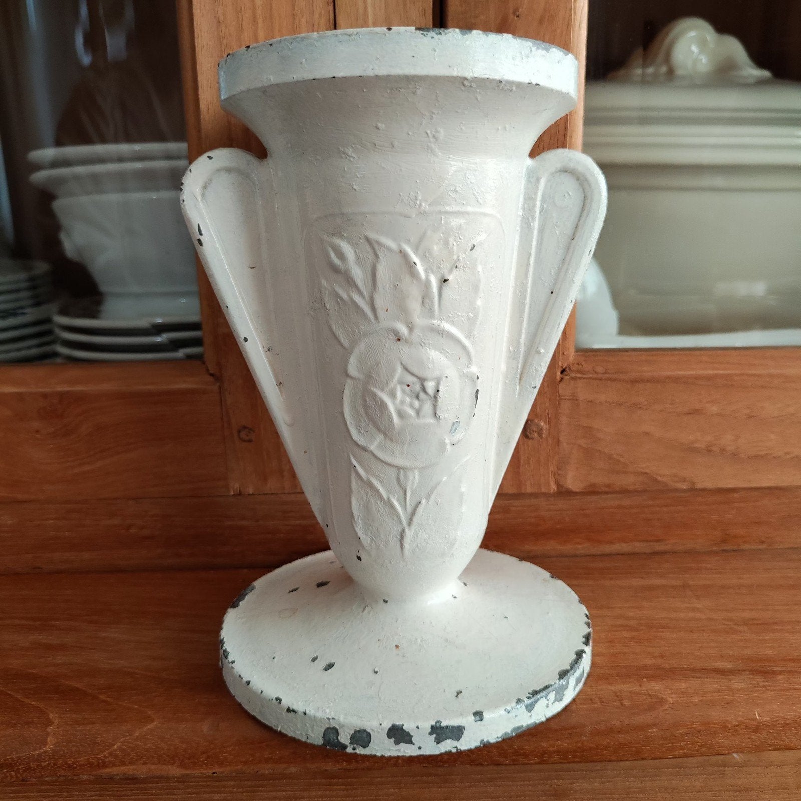 Oude kleine gietijzeren vaas, Ophalen of Verzenden