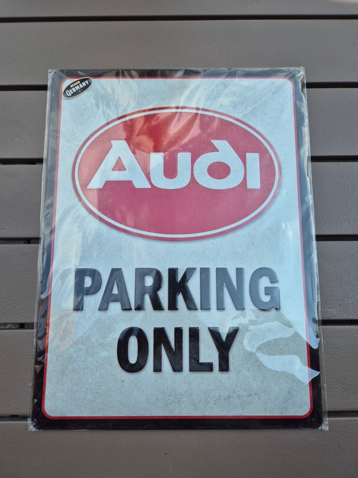 Metalen wandbord Audi parking only, Verzamelen, Merken en Reclamevoorwerpen, Ophalen, Verpakking