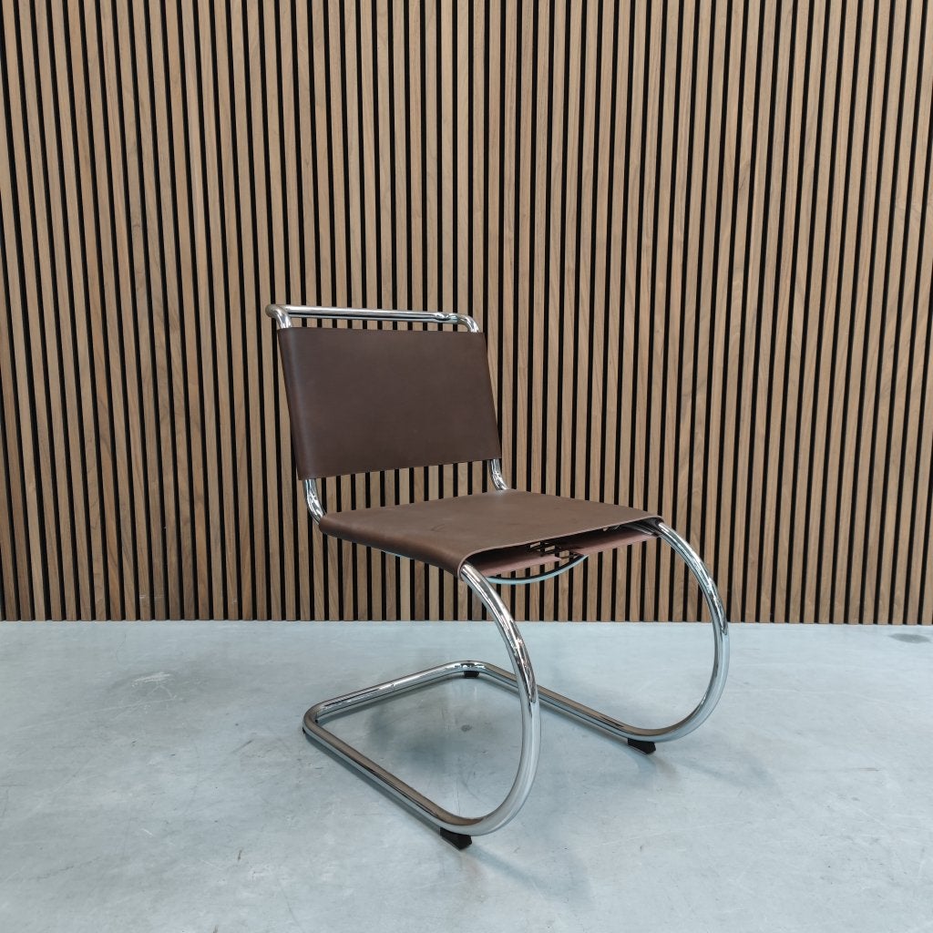 Thonet S 533 Eetkamerstoel – Chroom met Mokka Leder, Ophalen of Verzenden