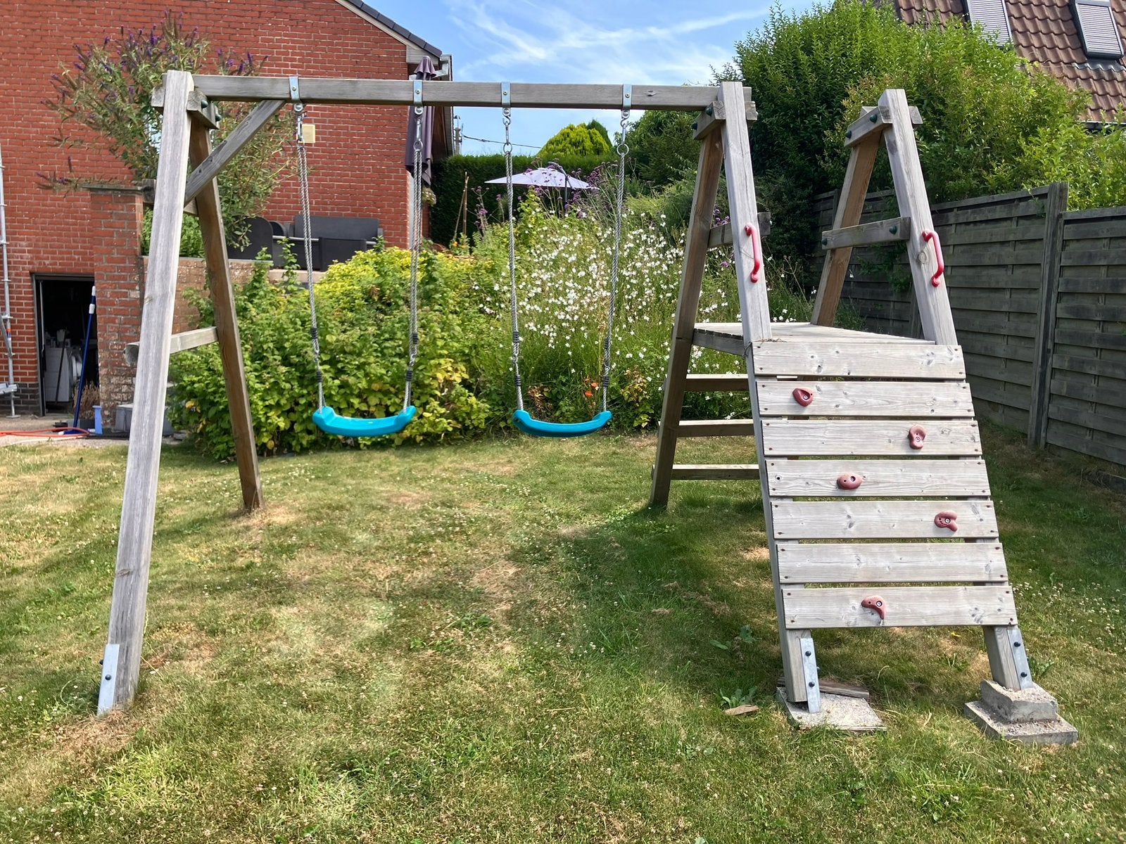 Wickey schommel + klimrek, Kinderen en Baby's, Speelgoed | Buiten | Speeltoestellen, Ophalen, Gebruikt, Schommel, Aanbouwonderdeel