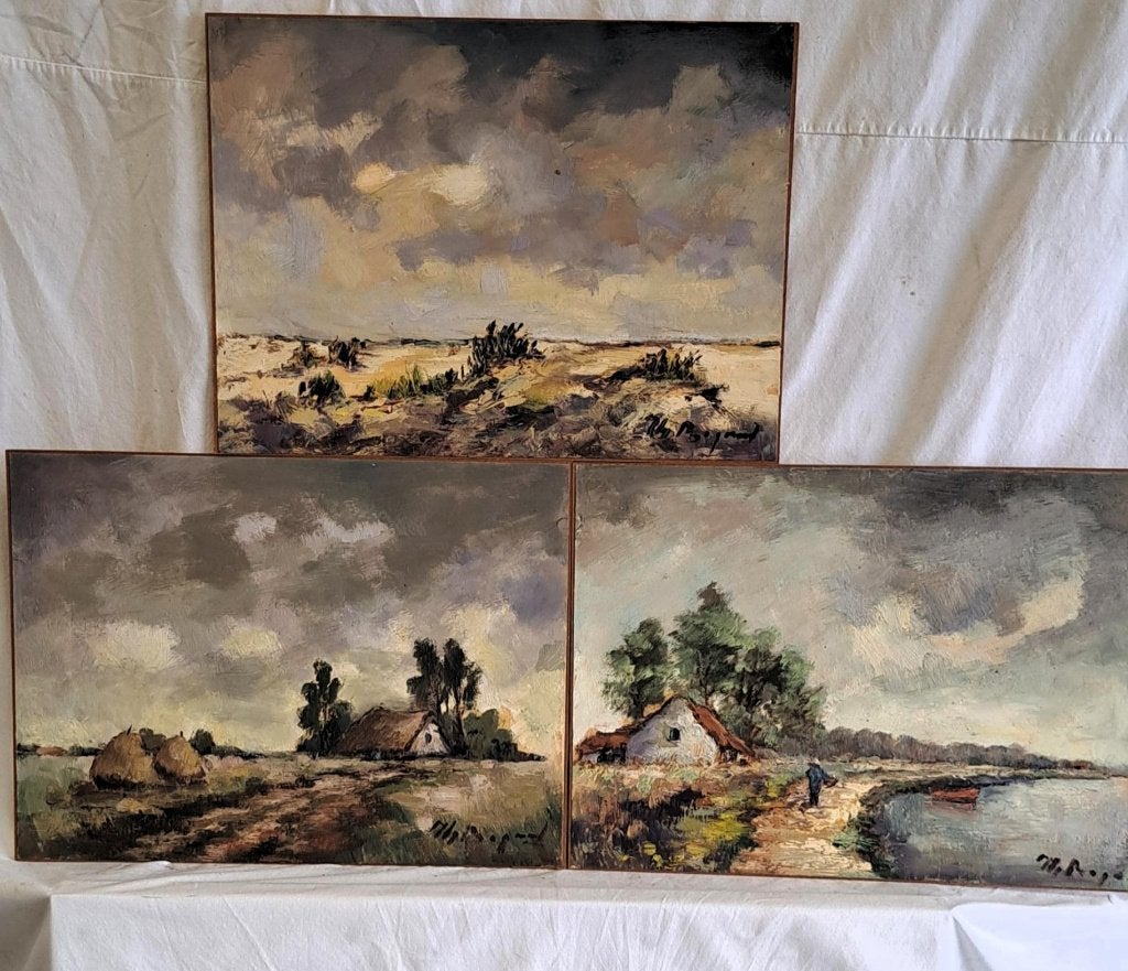 Peintures de Théo Bogaert (1915-2000) 11 pièces, Enlèvement ou Envoi, Signé, Peinture à l'huile, Panneau