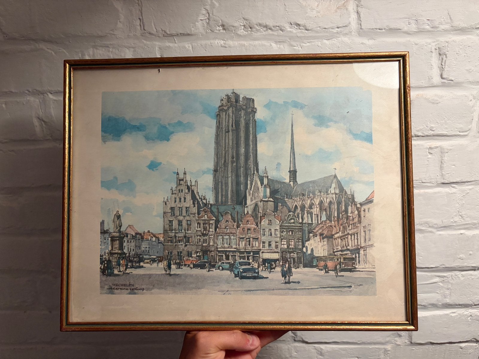 Mechelen grote markt, Herman Verbaere, Antiek en Kunst, Ophalen