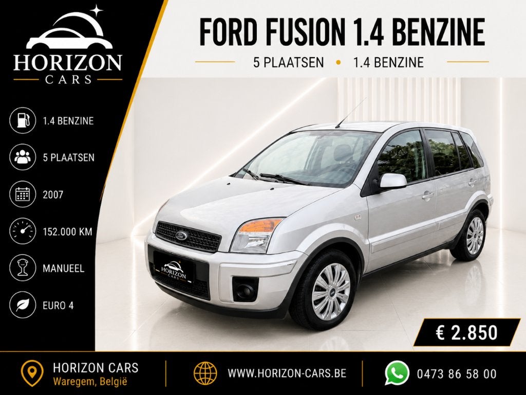 Ford Fusion 1.4 Benzine + Garantie, Auto's, Ford, Bedrijf, Te koop, Fusion, ABS, Achteruitrijcamera, Airbags, Airconditioning