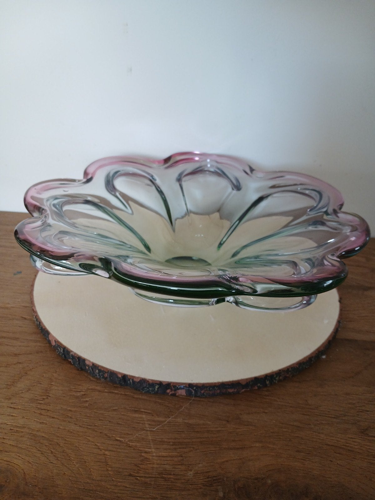 XL Vintage Murano Stijl Glazen Schaal – Sommerso Groen/Roze, Enlèvement
