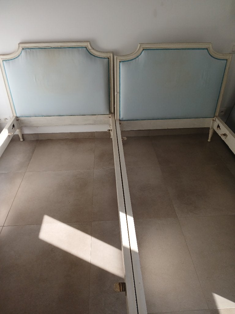 Paire de lits, Maison & Meubles, 100 cm, Vintage, Enlèvement, Utilisé