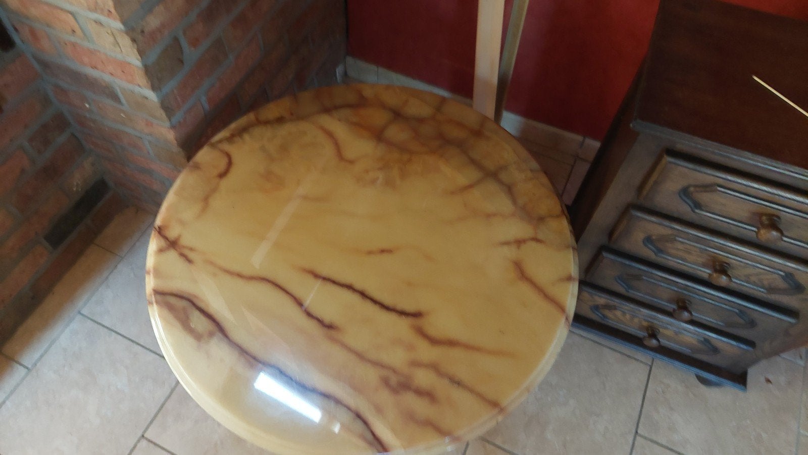 salontafel vintage, Enlèvement, Comme neuf, Rond, 50 – 75