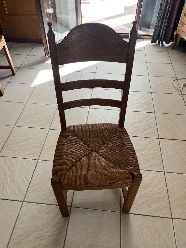 6 stoelen met rieten zitvlak, Ophalen, Gebruikt, Bruin, Vijf, Zes of meer stoelen