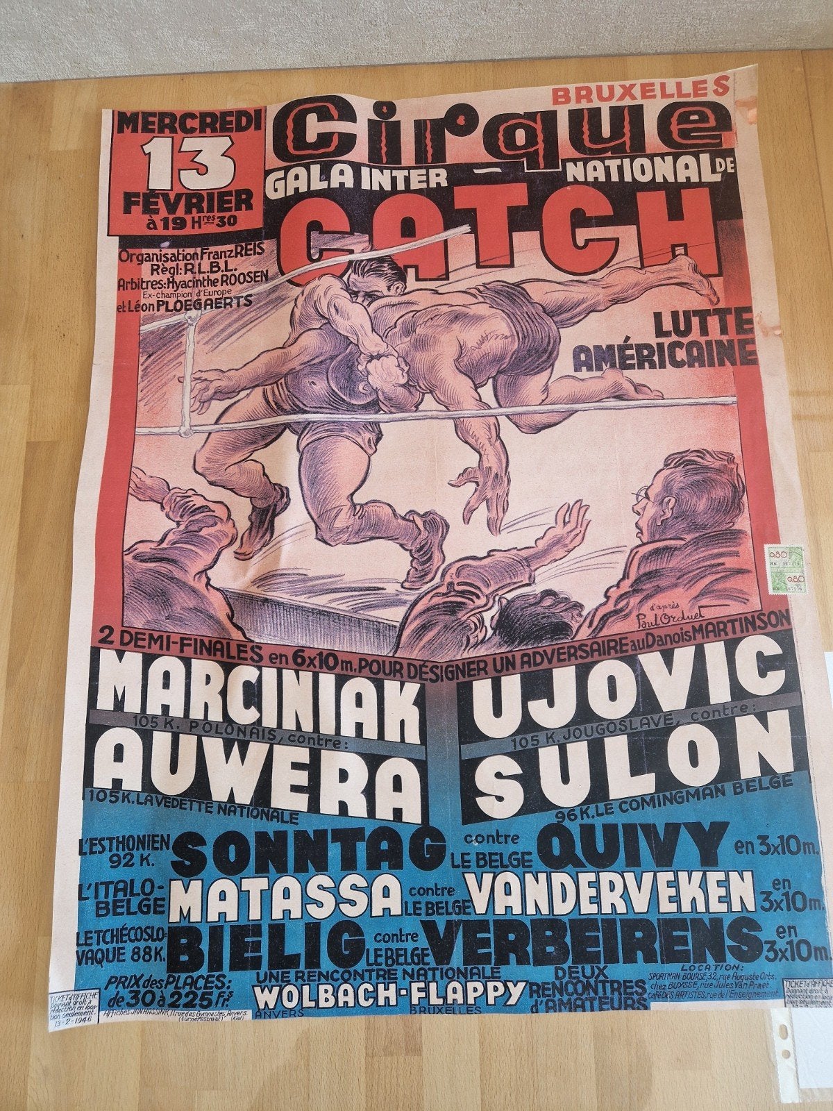kopie oude affiche box wedstrijd, Antiek en Kunst, Ophalen of Verzenden