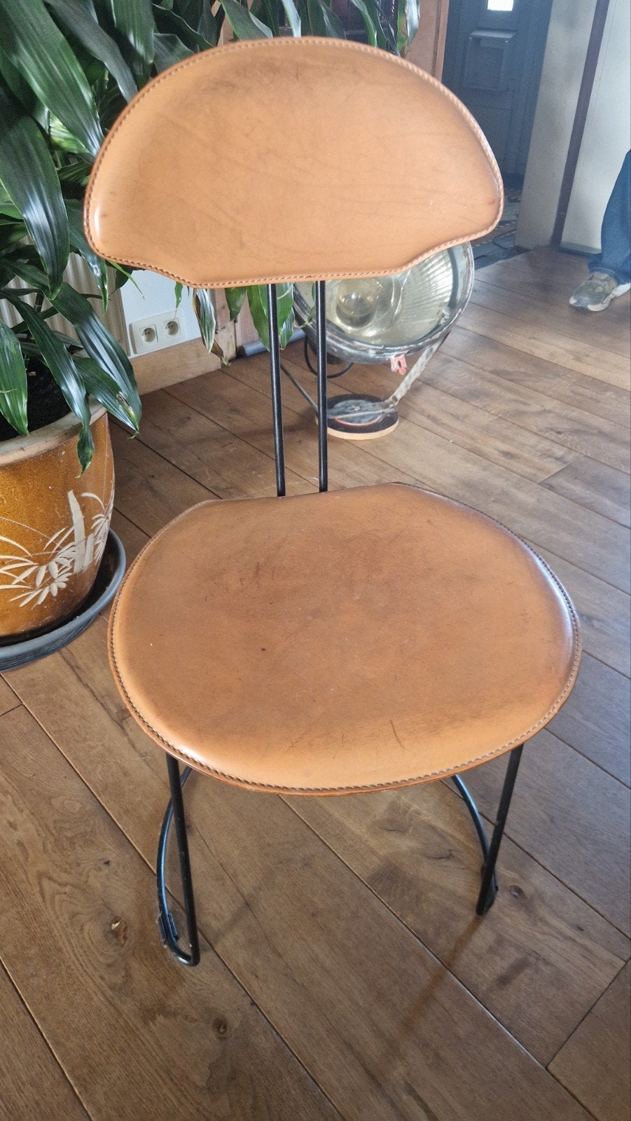 4 Italiaanse designstoelen ´80s ´90´s leder cognackleur., Maison & Meubles, Brun, Enlèvement, Utilisé, Cuir